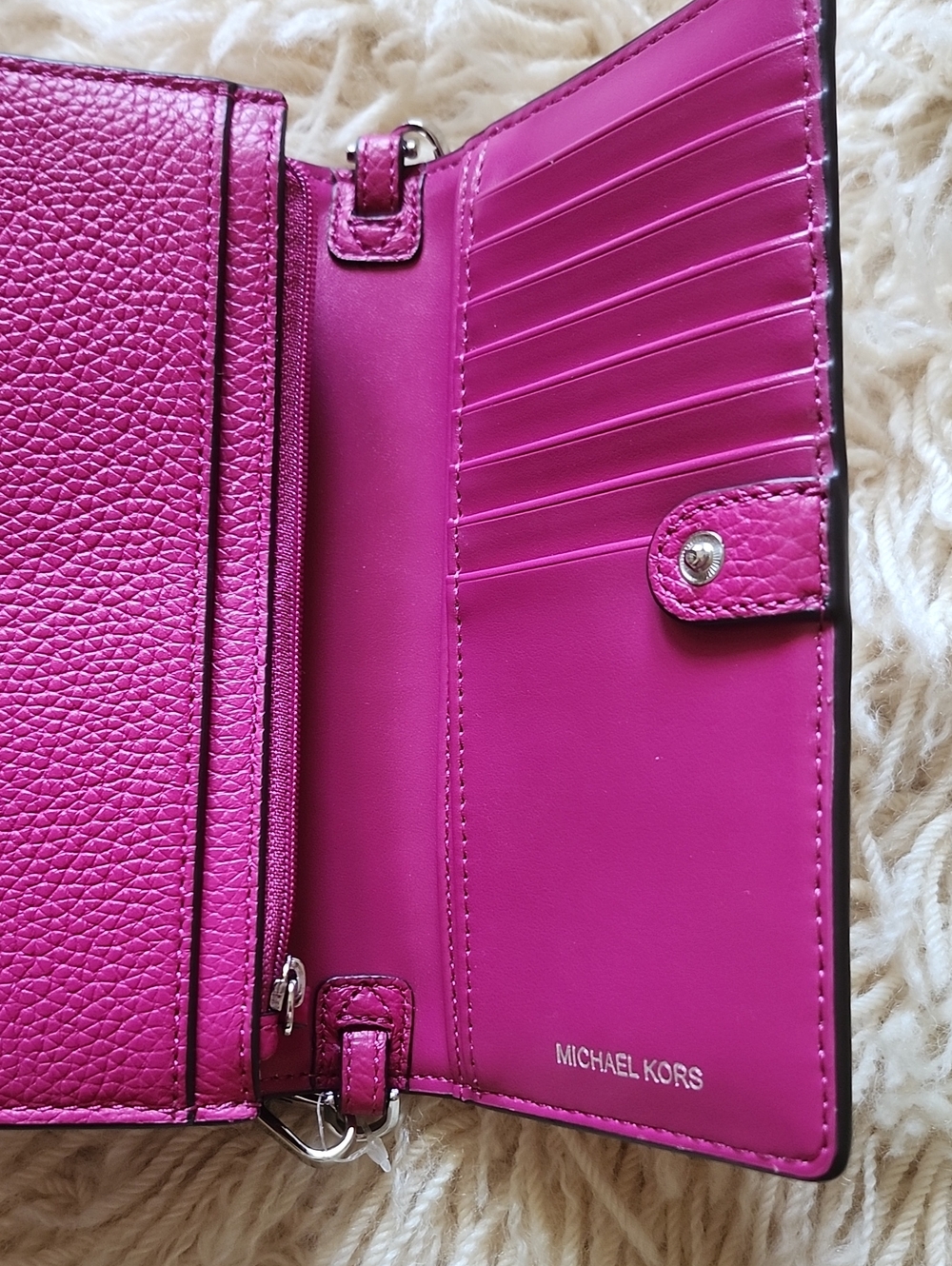 NWOT Michael Kors Jet Set Small Charm Leather Phone Crossbody - Picture 10 of 16